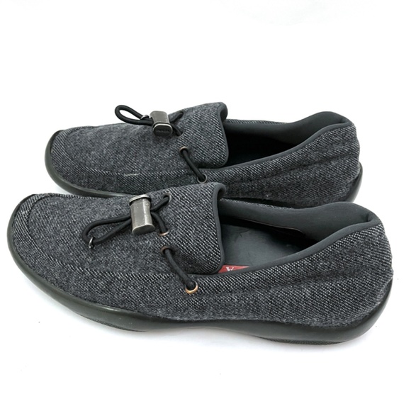 Prada Gray Wool Flat Loafers - Picture 2 of 16